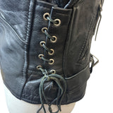 Vintage First Genine Leather Black Motorcycle Jacket With Zipper & Snap Details