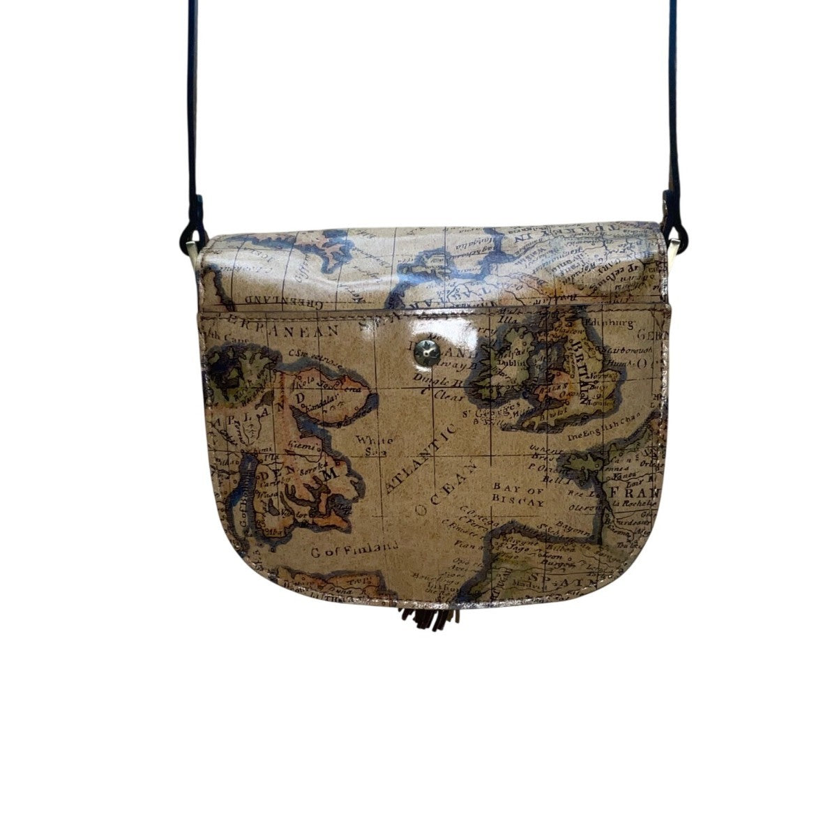 Patricia Nash Women’s European Map Leather Tassel Adjustable Strap Crossbody Bag