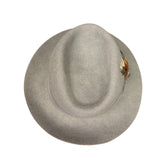 Vintage Gray Wool Felt Feather Mens Fedora Hat With Grosgrain Ribbon Band 7 1/4