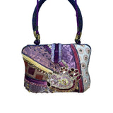 Bohemian Women’s Purple Patchwork Beaded Handbag With Embellished Details