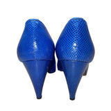 Vida Made In Italy Women’s Navy Leather Snake Print Pointed-Toe Pumps Size 9M