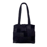Donna Sharp Women’s Black Quilted Patchwork Double Straps Snap Closure Tote Bag
