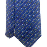 Bert Pulitzer Mens Blue Yellow Purple Silk Tie Bit Print