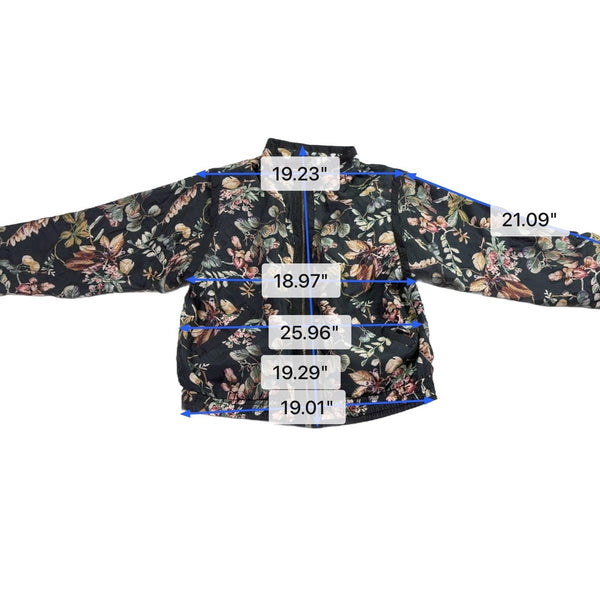 Lavon Womens Black Silk Floral Pattern Bomber Jacket Lightweight Lining Size L