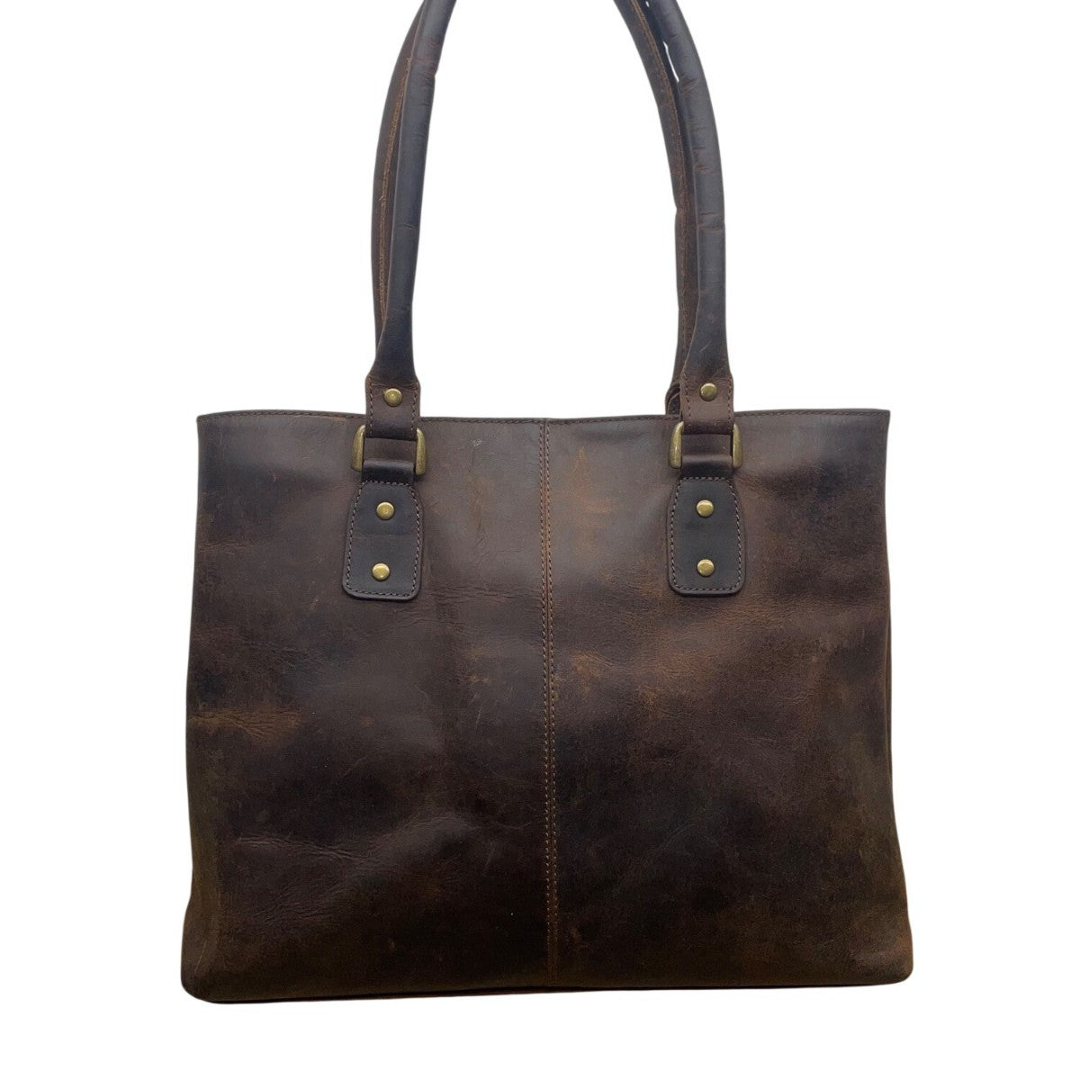 Serrv Women’s Brown Leather Timeless Design With Double Handles Tote Bag