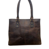 Serrv Women’s Brown Leather Timeless Design With Double Handles Tote Bag