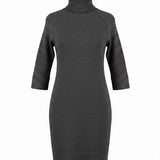 Zara Womens Dark Gray Knit Turtleneck Sweater Dress 3/4 Sleeve Wool Blend Size S