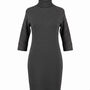 Zara Womens Dark Gray Knit Turtleneck Sweater Dress 3/4 Sleeve Wool Blend Size S