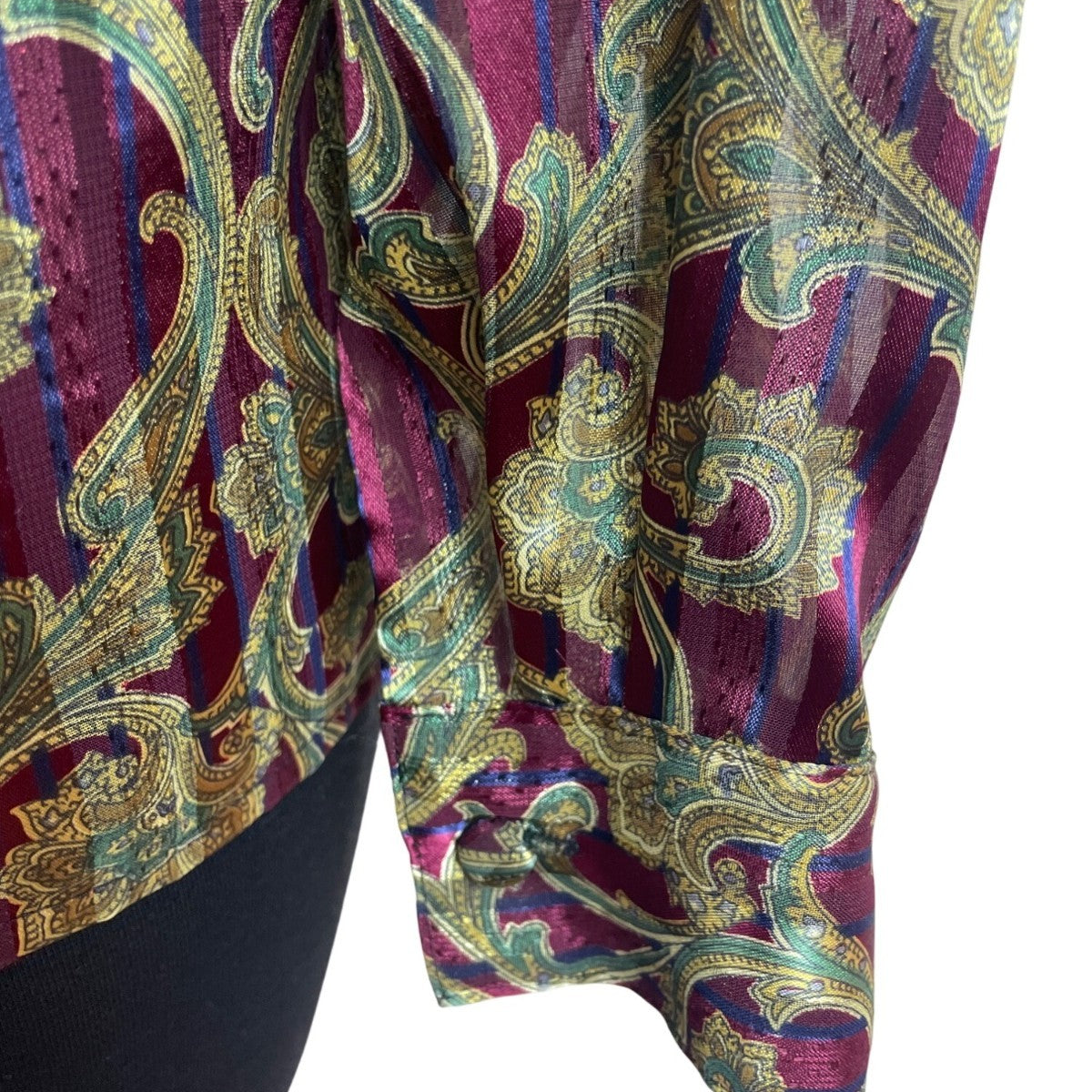 Vintage Yyes St. Clair Paisley Print Button-Up Long Sleeve Blouse Womens Size 12