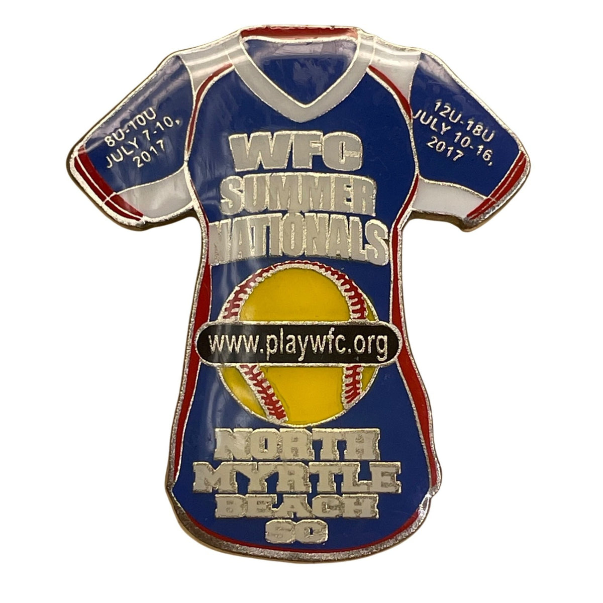WFC Summer Nationals Softball Pin North Myrtle Beach SC July 2017 Jersey Shape C