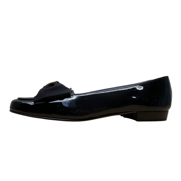 Salvatore Ferragamo Vara Bow Loafers Black Patent Leather - Size 6.5 2A (Narrow)