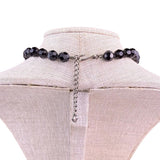 Carolee Womens Black Glass Faceted Beaded Necklace Adjustable Chain