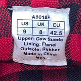 Pedoqu Men’s Brown Suede Red Plaid Flannel Lining Moccasin Slippers Size 9US