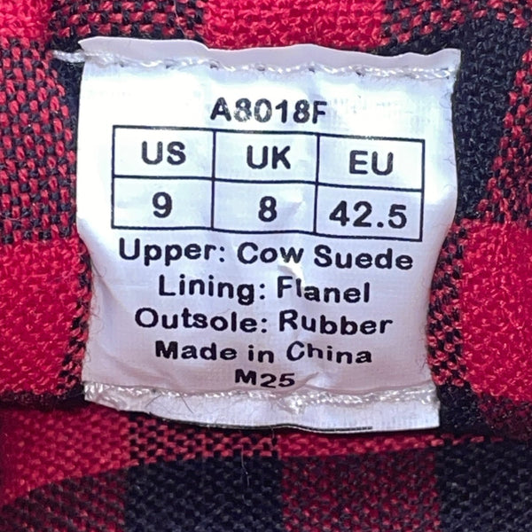 Pedoqu Men’s Brown Suede Red Plaid Flannel Lining Moccasin Slippers Size 9US