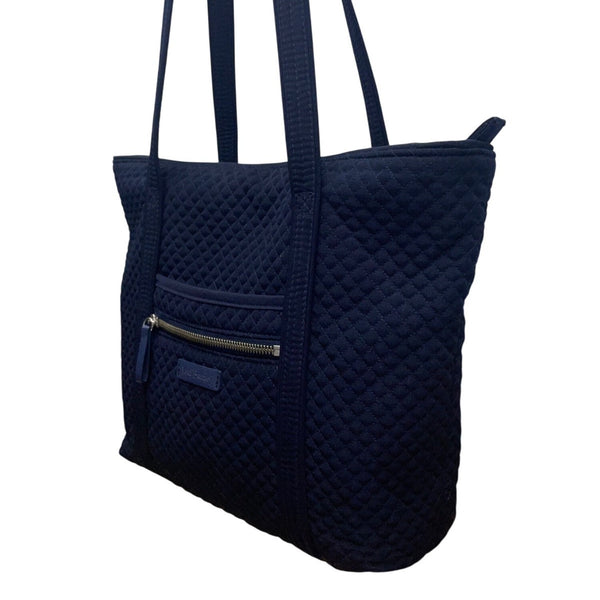 Vera Bradley Women’s Navy Blue Quilted With Zipper Closure Shoulder Tote Bag