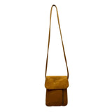 Tignanello Women’s Yellow Leather With Front Zip Pocket Crossbody Bag