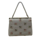 Vintage Lumured Women’s White Beaded Floral Pattern Clasp Closure Handbag