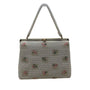 Vintage Lumured Women’s White Beaded Floral Pattern Clasp Closure Handbag