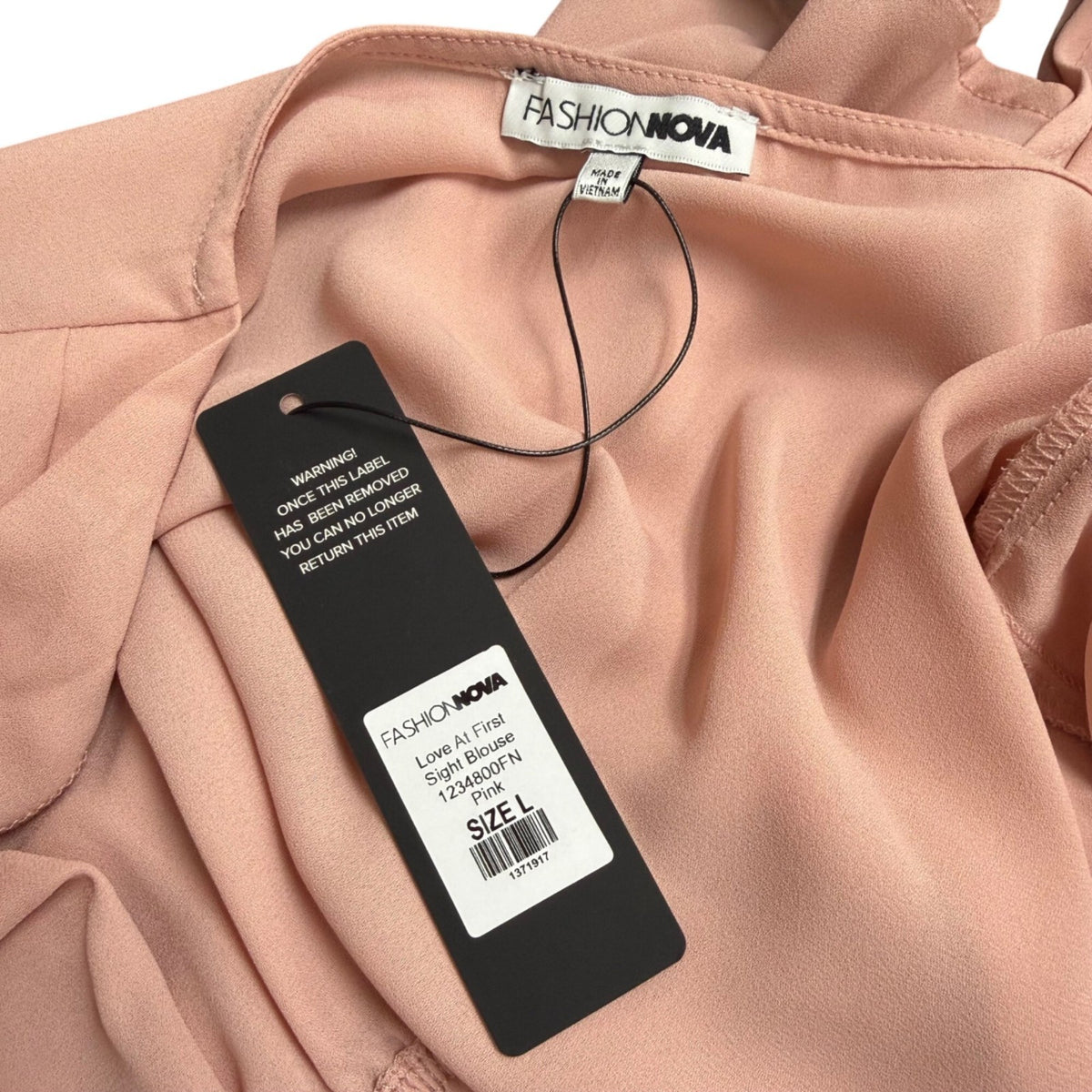 Fashion Nova Womens Pink Long-Sleeve Blouse Draped Front Flowy Hem Sz L