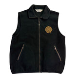 Fairline Unisex Black Fleece Sleeveless Vest Zipper Front Embroidered Sz M