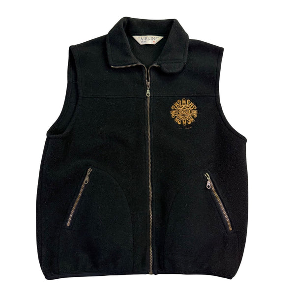 Fairline Unisex Black Fleece Sleeveless Vest Zipper Front Embroidered Sz M