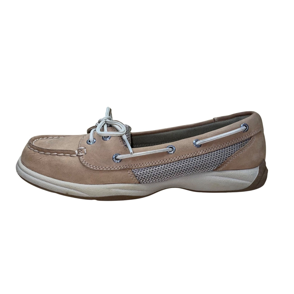 Sperry Women's Beige Leather Casual Slip-On Top Sider Boat Shoes Size 7.5M