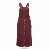 Levis Womens Burgundy Cotton Corduroy Button-Front Overall Midi Dress Size M