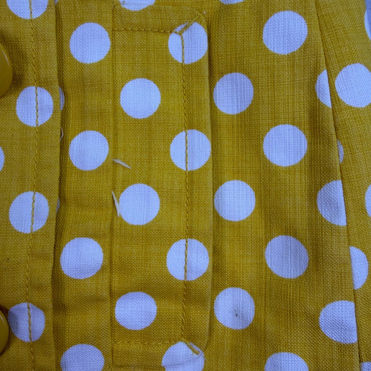 J.Crew Womens Yellow & White Polka Dot 100% Cotton Button Mini Skirt Size 0