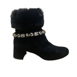 Adrienne Vittadini Women’s Black Faux Fur Embellished Ankle Boots Size 7.5M