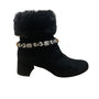 Adrienne Vittadini Women’s Black Faux Fur Embellished Ankle Boots Size 7.5M