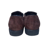 Hush Puppies Women’s Brown Suede Slip-On Gold Logo Detail Classic Loafers Sz 9.5
