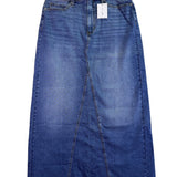 Jessica Simpson Womens Blue Denim Stretch Maxi Skirt Raw Hem Slim Fit Size 12