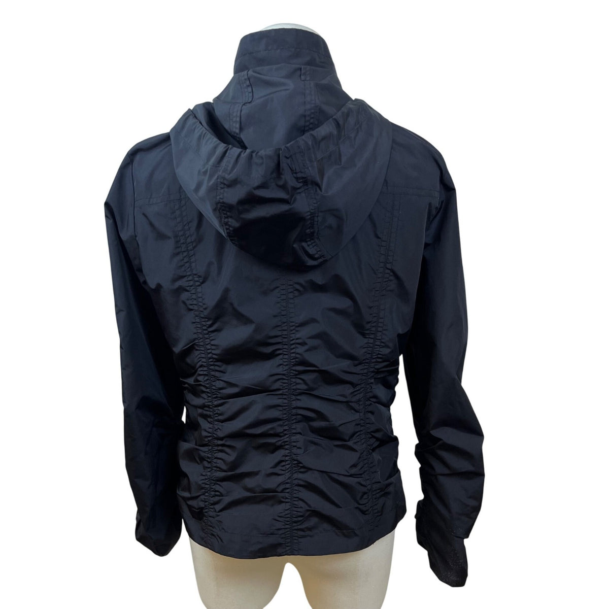 Alfani Petite Womens Black Lightweight Polyester Jacket Full Zip Hood Size P/S