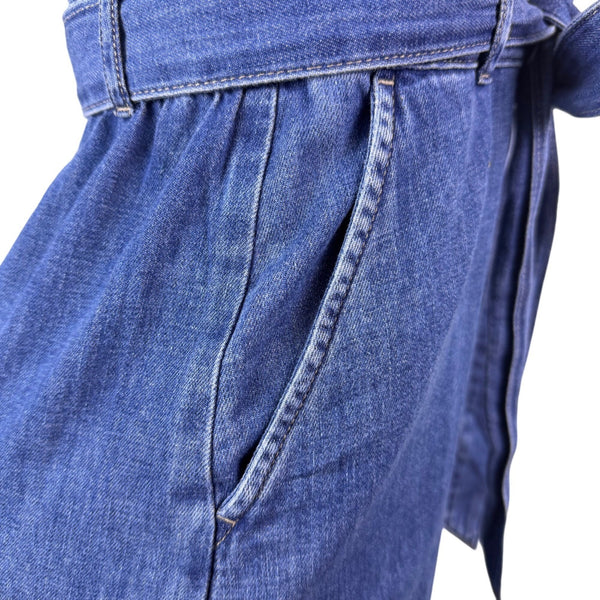 J. Crew Womens Blue Cotton Denim Belted Shirt Dress Pocket Detail Casual Size O