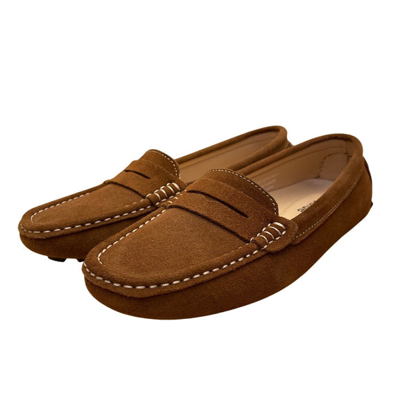 Osslue Women's Brown Suede Loafers Comfortable Lightweight Penny Slip-On Sz 8.5