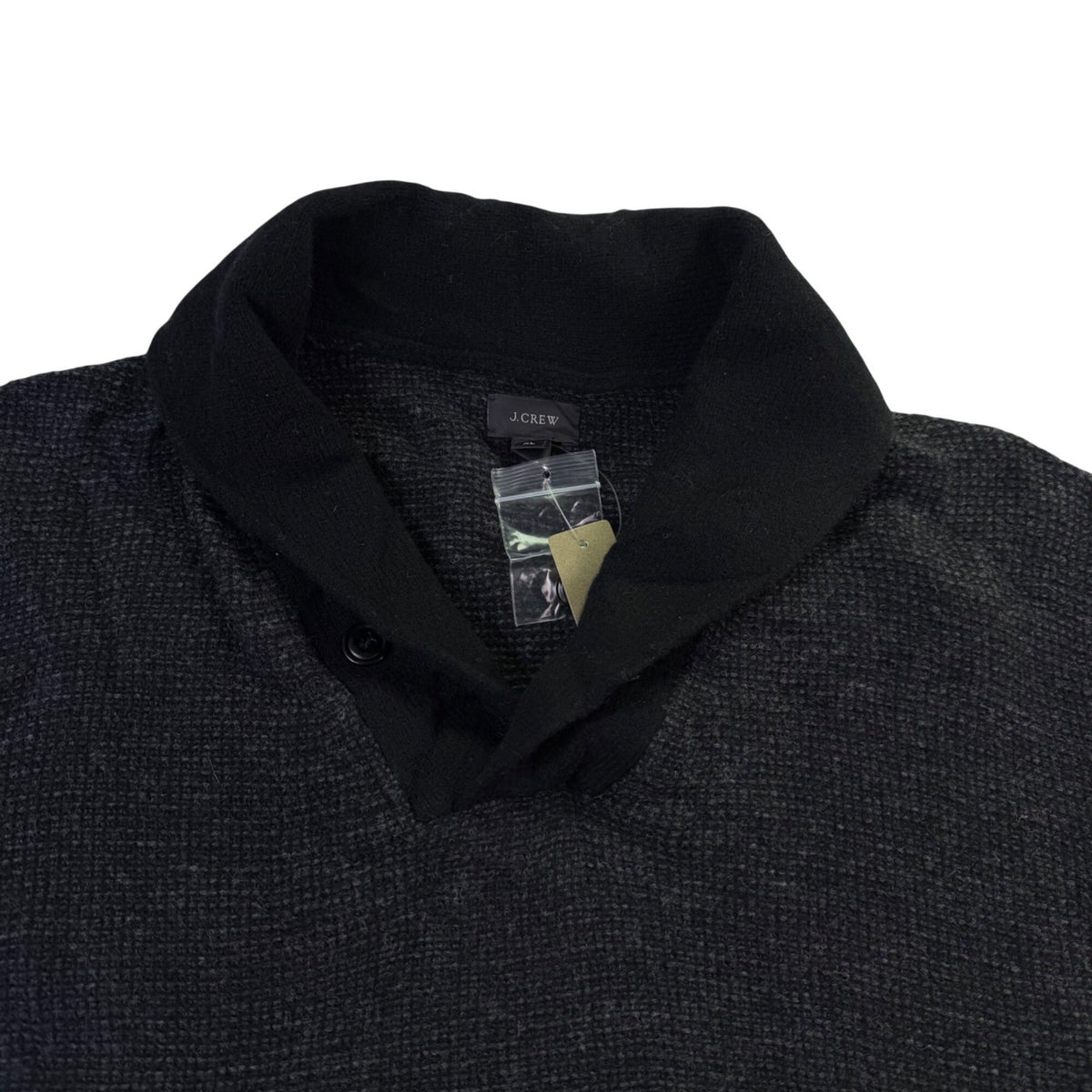 J. Crew Mens Dark Gray Wool Shawl Collar Sweater Warm Stylish Lightweight Sz XL