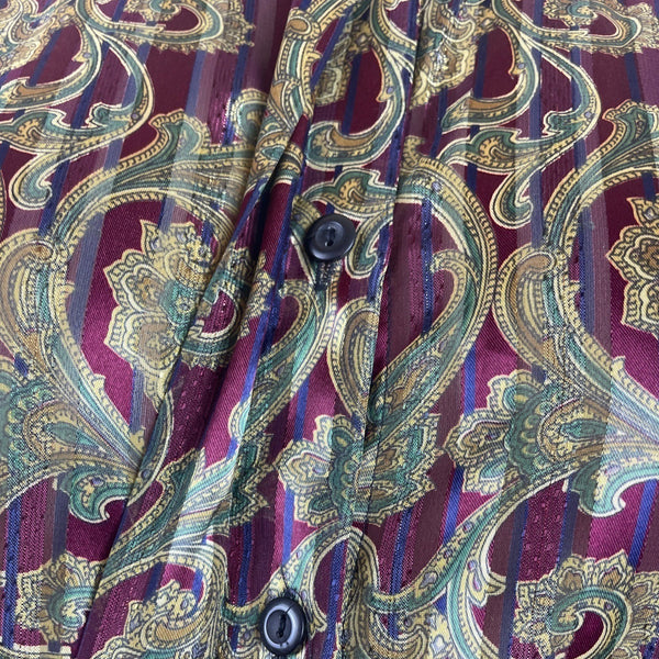 Vintage Yyes St. Clair Paisley Print Button-Up Long Sleeve Blouse Womens Size 12