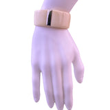 Resin & Metal Womens Beige Bangle Bracelet Hinged Clasp Modern Polished Design