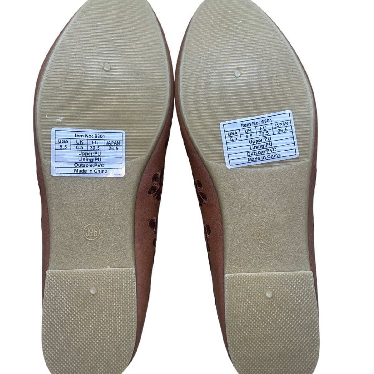 Women’s Brown Cutout Floral Design Ballet Flats Size 8.5