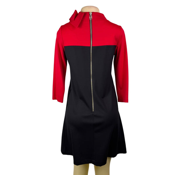 Sara Campbell Womens Red & Black Rayon Blend A-Line Dress Bow Accent XS