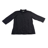 Chicos Womens Black  Button-Down Shirt 3/4 Sleeve Textured Size 2