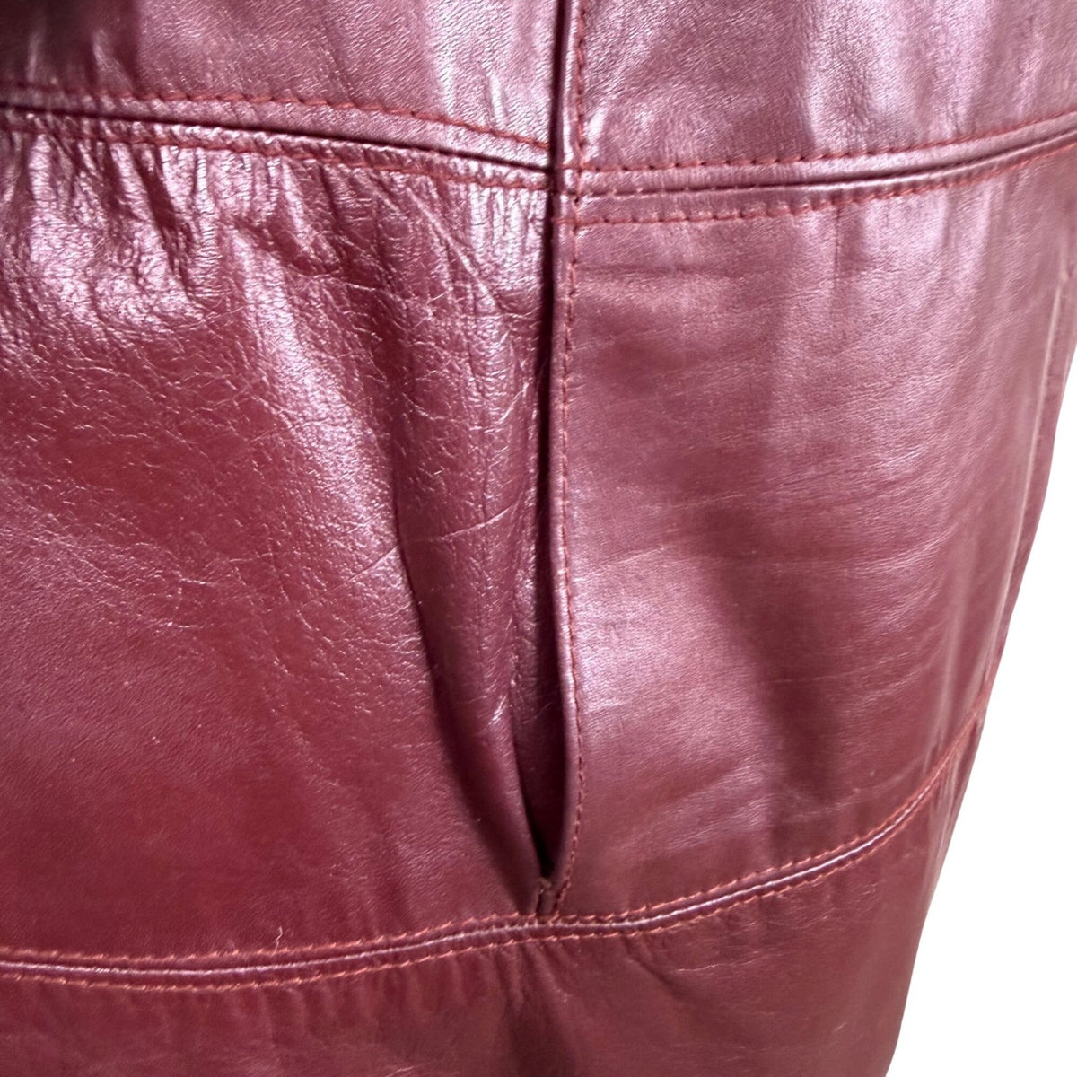 Tfc Women Maroon 100% Genuine Leather Belted Trench Coat Lined With Rayon Sz 8