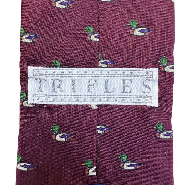 Trifles Mens Purple Silk Duck Patterned Tie All Silk Design 100% Silk Neckwear