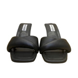 Steve Madden Women’s Black Leather Thai Slip-On Heeled Sandals Size 7.5M
