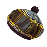 Tartan Plaid Wool Blend Traditional Tam Hat With Pom & Vibrant Pattern