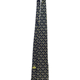 Korloff Mens Navy & Gold Silk Necktie Patterned Made In France Stylish Accessory