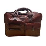Seville Mens Brown Leather Patchwork With Adjustable Shoulder Strap Travel Bag