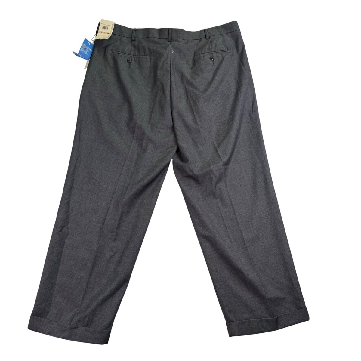Perry Ellis Portfolio Mens Charcoal Dress Pants Pleated Cuffed Size 42/30 - New
