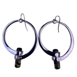 Robert Lee Morris Silver Tone Amethyst Drop Hoop Earrings Polished Finish RLM