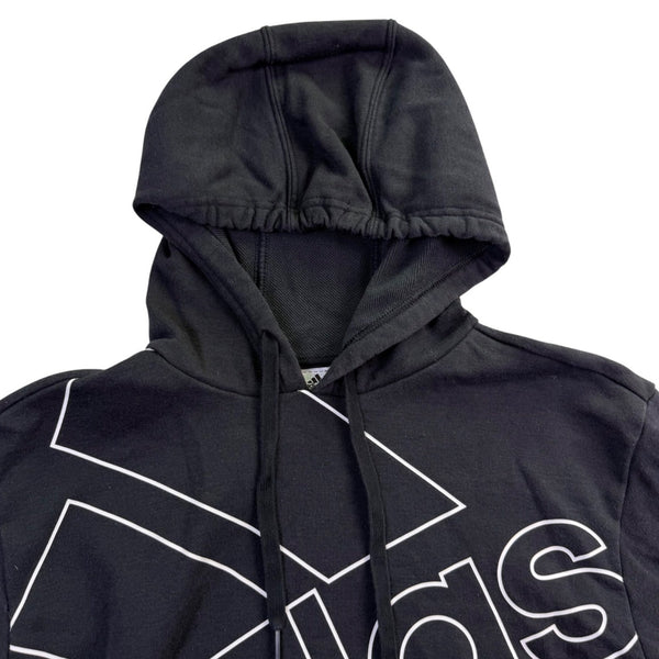 Adidas Mens Black Hooded Sweatshirt Logo Pullover Casual Size S